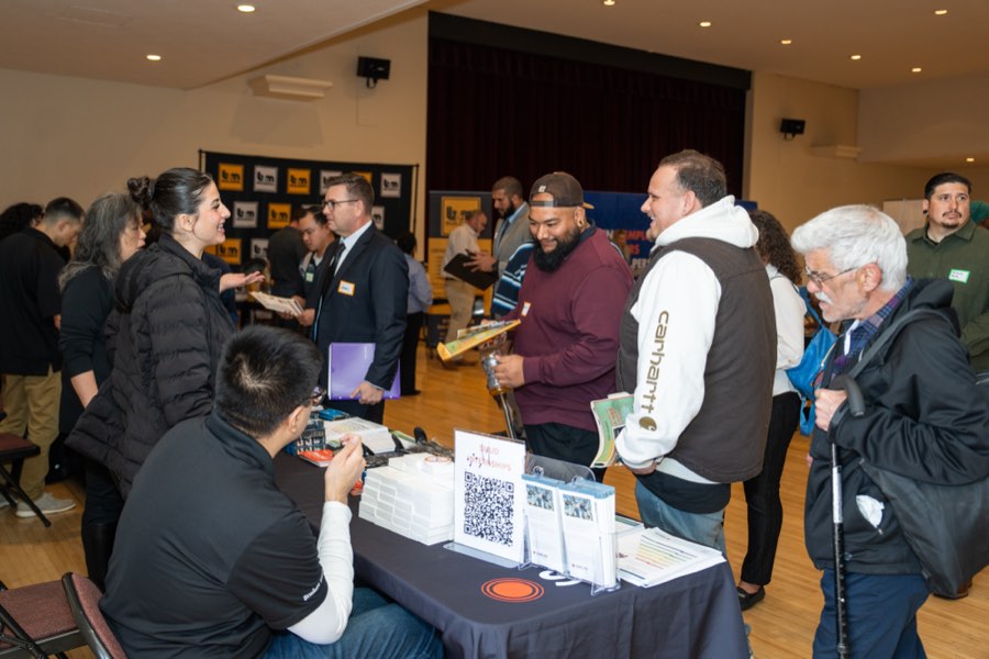 A busy employer booth