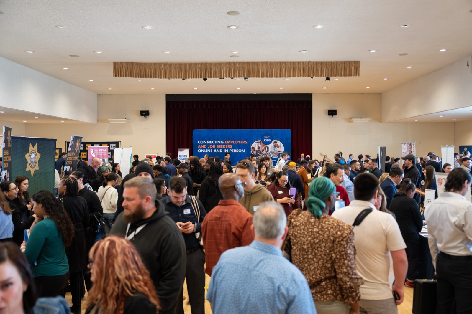 The SacJobs career fair floor at the Scottish Rite Center