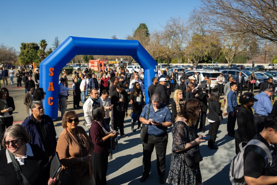 Candidates lined up outside a SacJobs career fair
