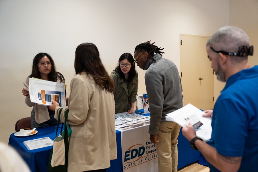 Candidates at an employer table